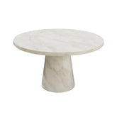 Apollo Taupe Marble Round Dining Table with 4 Beige Swivel Chairs - Pendle Village Furniture
